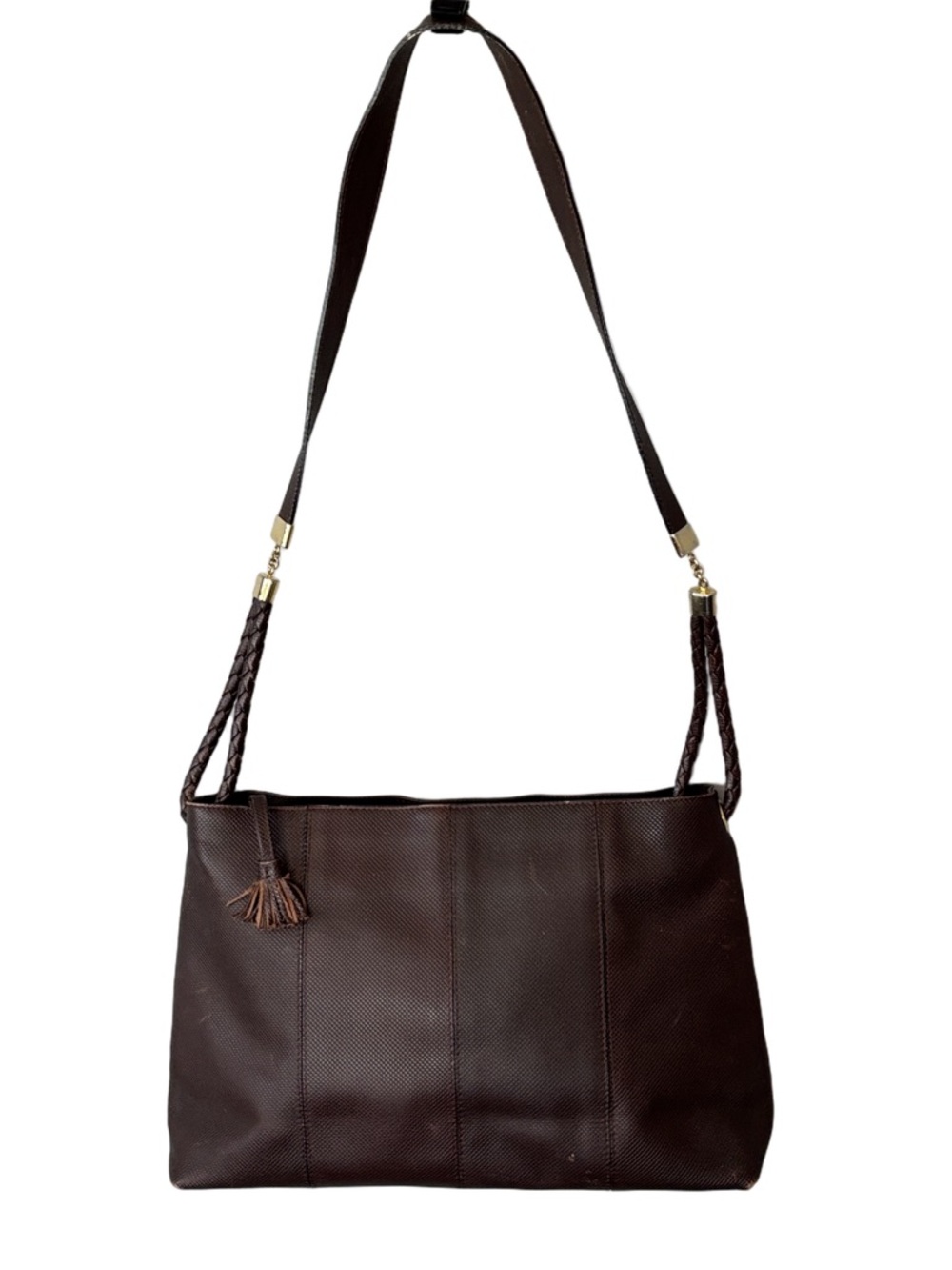 Bottega Veneta Vintage Brown Leather Shoulder Bag Minimalist Woven Detail - Picture 2 of 16
